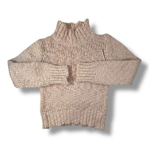 Free People Sweaters - Free People Pink Wool Mock Neck Chunky Sweater Size Medium